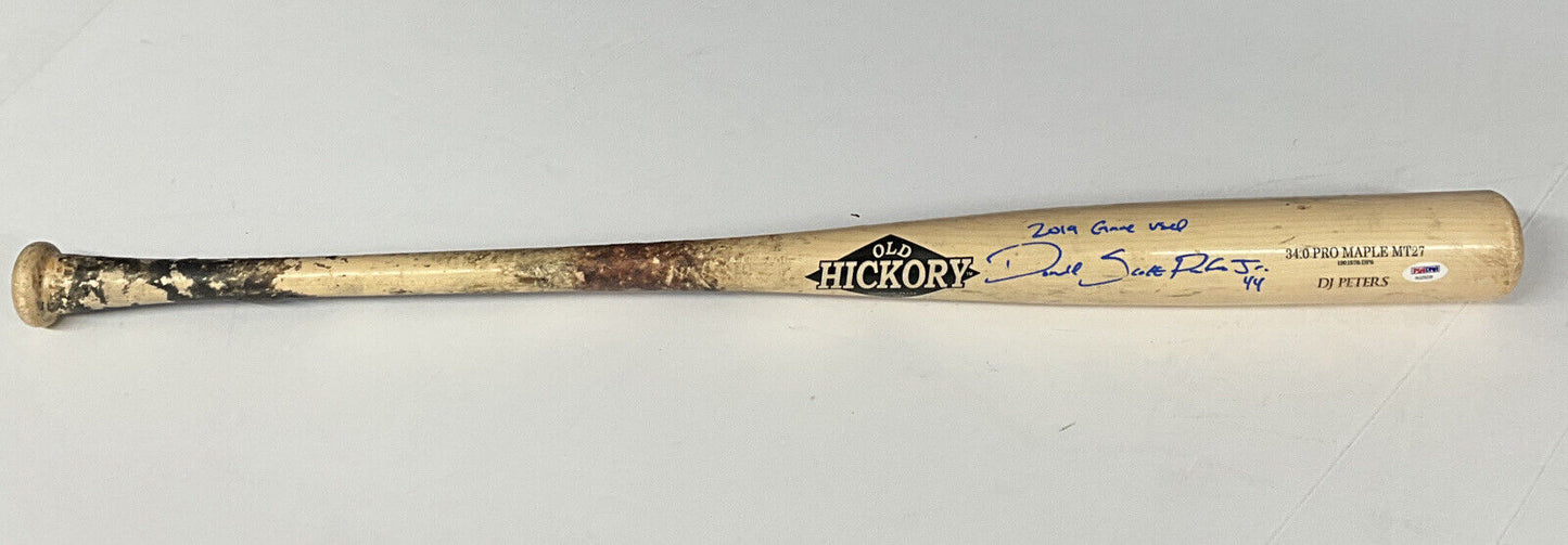 DJ PETERS DODGERS TIGERS FULL NAME SIGNED GAME USED OLD HICKORY BAT PSA RG29229