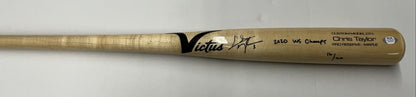 16/20 CHRIS TAYLOR DODGERS SIGNED VICTUS GAME MODEL BAT "2020 WS CHAMPS" INS PSA