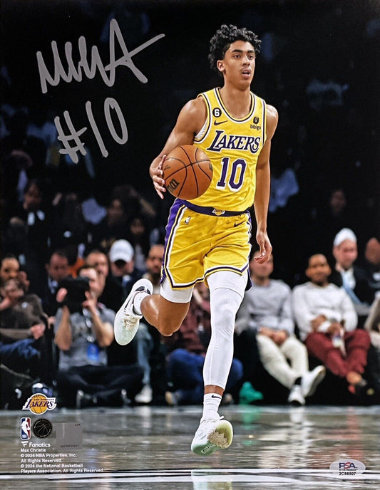 MAX CHRISTIE LOS ANGELES LAKERS SIGNED 11X14 DRIBBLING PHOTO SILVER PSA WITNESS