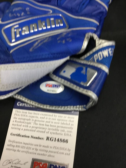 EDWIN RIOS DODGERS SIGNED & INSCRIBED GAME USED BATTING GLOVES PSA RG14866 / 70