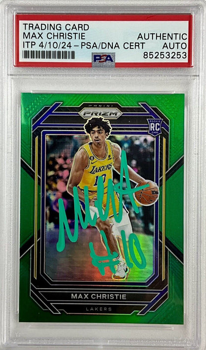 MAX CHRISTIE SIGNED LAKERS GREEN PANINI PRIZM 270 ROOKIE RC PSA ITP 85253253