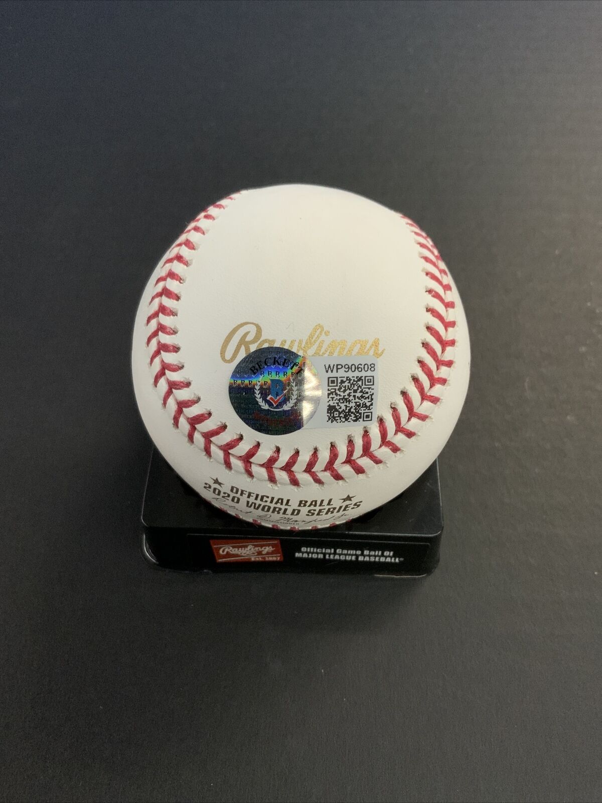 WALKER BUEHLER DODGERS SIGNED 2020 WORLD SERIES GOLD BASEBALL BECKETT 