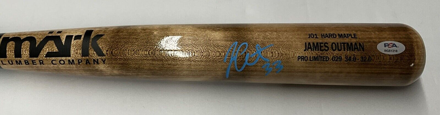 JAMES OUTMAN DODGERS SIGNED MARK LUMBER GAME MODEL J01 MAPLE BAT PSA RG51310