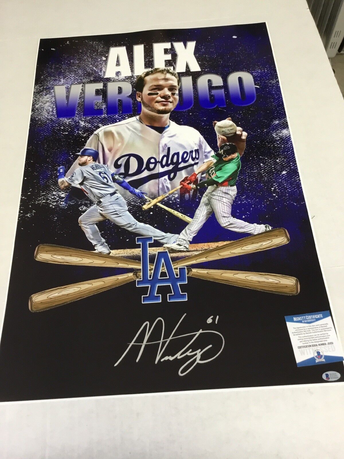 ALEX VERDUGO DODGERS TOP PROSPECT MEXICO SIGNED HUGE 20X30 RARE EDIT PHOTO BAS 1