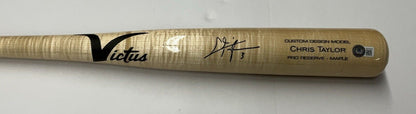 CHRIS TAYLOR DODGERS WS CHAMP SIGNED VICTUS GAME MODEL BLONDE BAT BAS  WZ59445