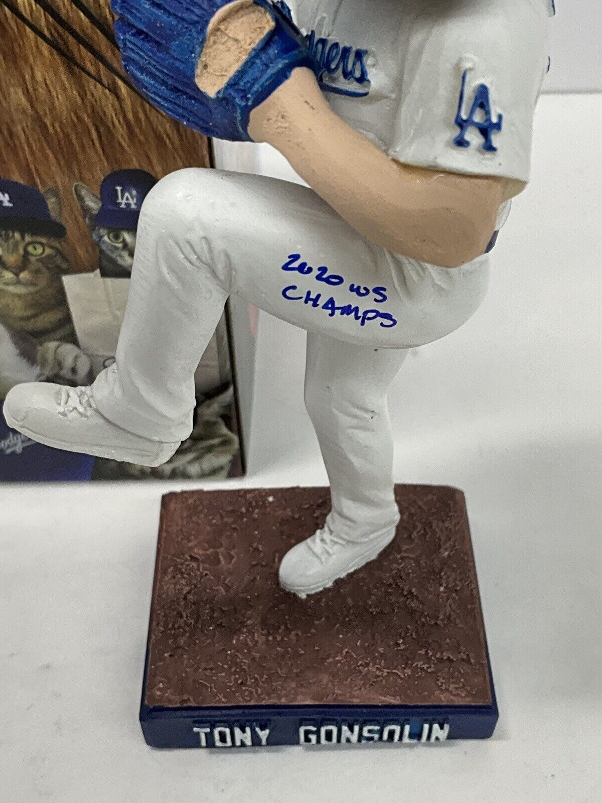 TONY GONSOLIN SIGNED DODGERS SGA BOBBLEHEAD "2020 WS CHAMPS" INSCRIP PSA 2C60241