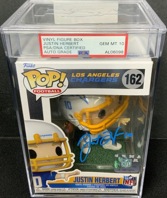 JUSTIN HERBERT 2020 ROY SIGNED CHARGERS FUNKO PSA SLABBED GEM MT 10 AUTO L06098