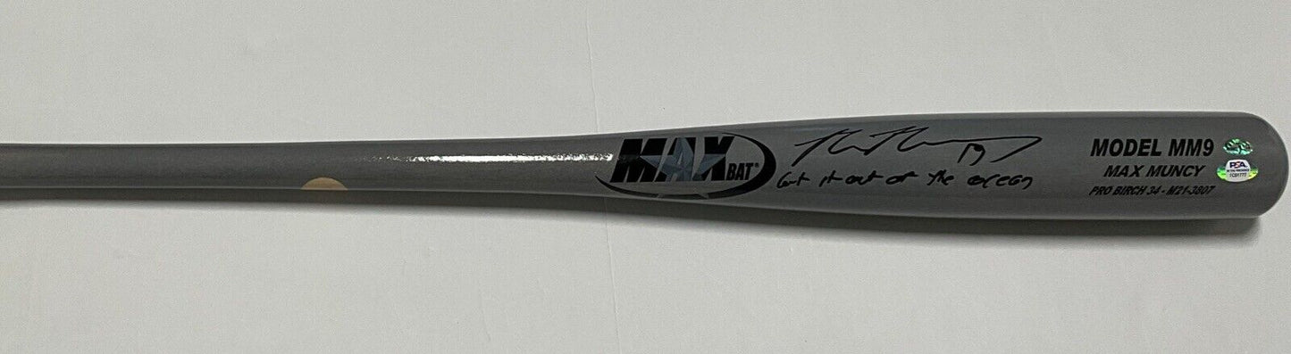 MAX MUNCY DODGERS SIGNED MAXBAT MODEL BAT "GET IT OUT OF THE OCEAN" PSA 1C01777