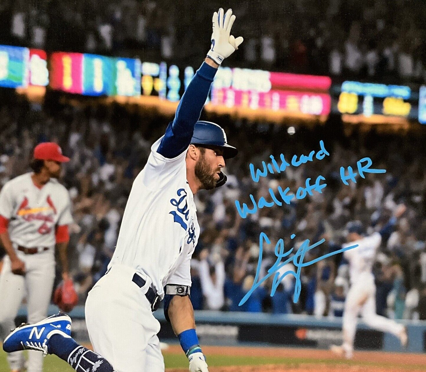 CHRIS TAYLOR DODGERS SIGNED 22X26 CANVAS "WILDCARD WALKOFF HR" PSA 2C53368