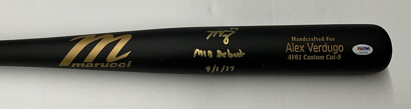 ALEX VERDUGO YANKEES SIGNED MARUCCI MODEL BAT AV61 "MLB DEBUT 9/1/17 PSA RG25228