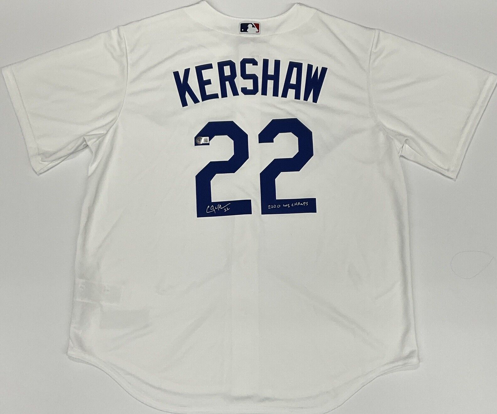 CLAYTON KERSHAW SIGNED DODGERS NIKE JERSEY "2020 WS CHAMPS" INSCRIPT BAS W341025