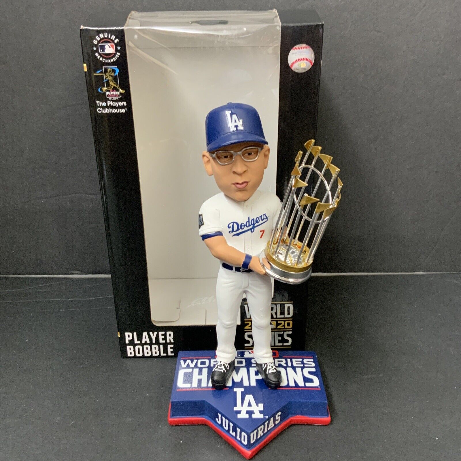 JULIO URIAS DODGERS SIGNED 2020 WORLD SERIES CHAMPIONSHIP BOBBLEHEAD BAS WZ59937