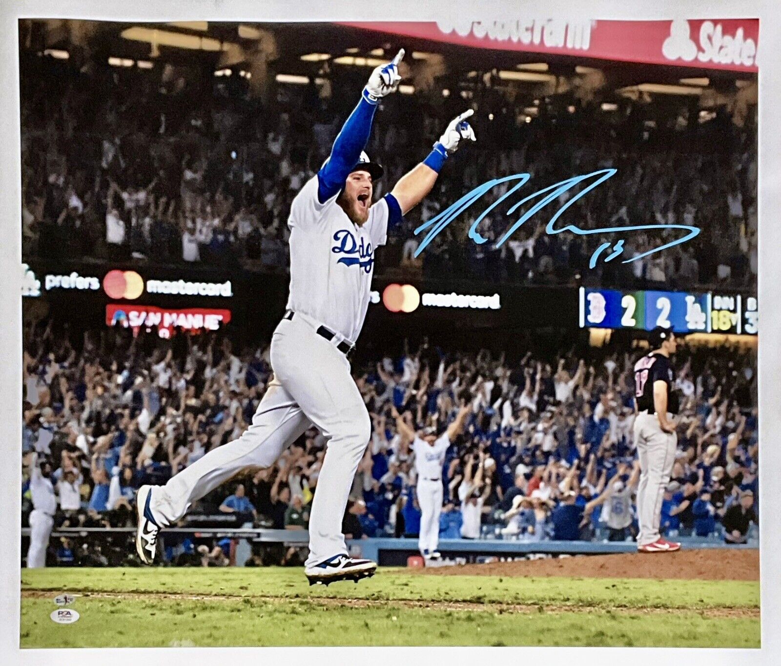 MAX MUNCY DODGERS SIGNED 22X26 2018 WORLD SERIES WALKOFF HR CANVAS PSA 2C51242