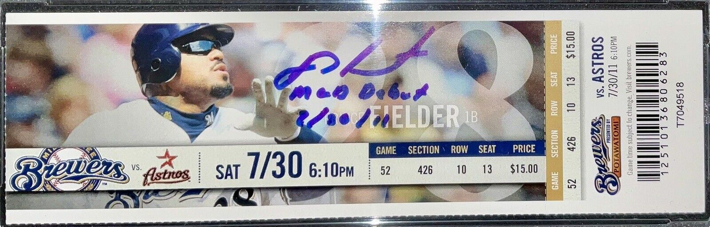 JD MARTINEZ SIGNED MLB DEBUT FULL TICKET "MLB DEBUT 7-30-11" INSC PSA 85104094