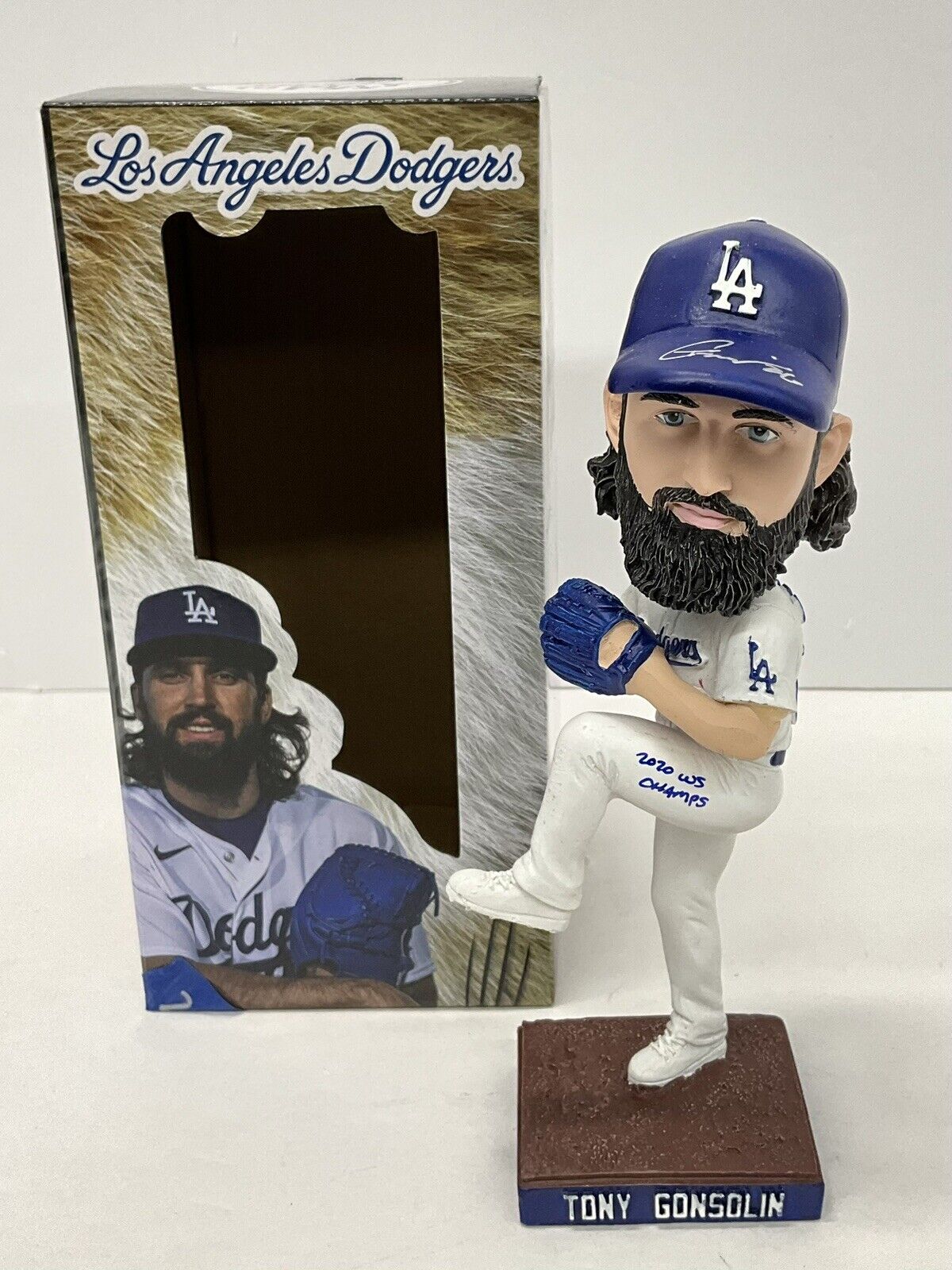 TONY GONSOLIN SIGNED DODGERS SGA BOBBLEHEAD "2020 WS CHAMPS" INSCRIP PSA 2C60242