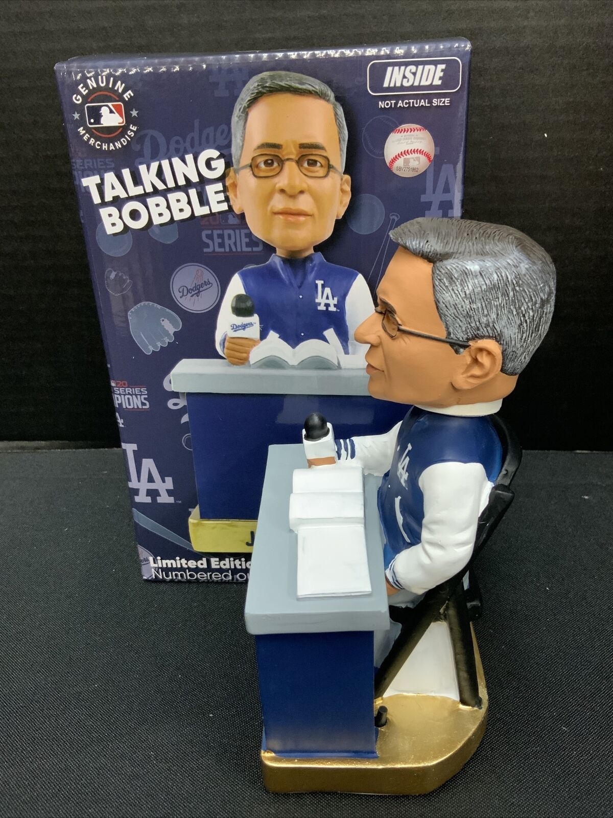 JAIME JARRIN SIGNED TALKING BOBBLEHEAD "VOZ EN ESPANOL DE DODGERS HOF 98" PSA 