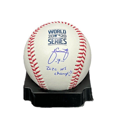 JULIO URIAS DODGERS SIGNED 2020 WORLD SERIES BASEBALL "2020 WS CHAMPS" BAS ITP