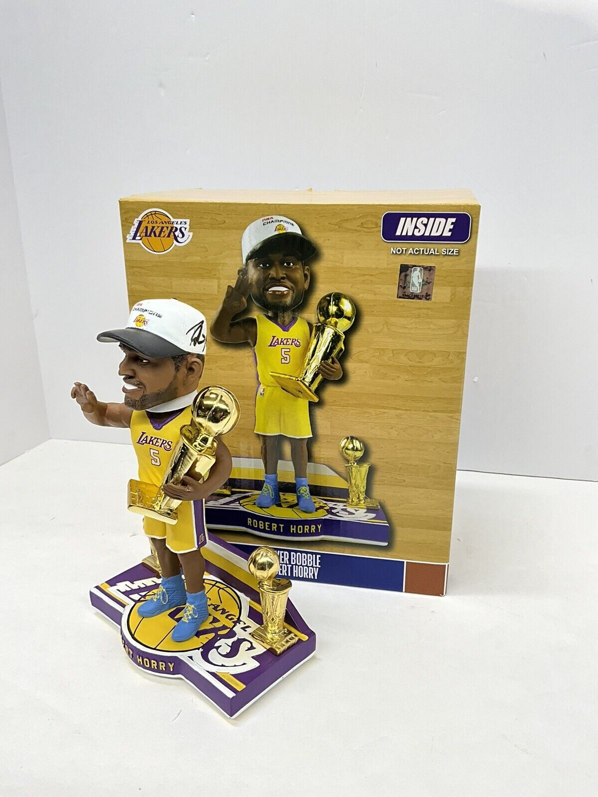 ROBERT HORRY SIGNED LAKERS 3X CHAMPION LIMITED #/216 FOCO BOBBLEHEAD BAS W128268