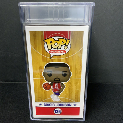 MAGIC JOHNSON SIGNED ALL STAR #136 FUNKO POP PSA AM08203 SLABBED/ ENCAPSULATED