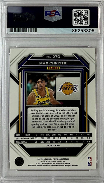 MAX CHRISTIE SIGNED LAKERS CRACKED ICE PINK PANINI PRIZM 270 RC PSA ITP 85253305