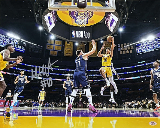 MAX CHRISTIE LOS ANGELES LAKERS SIGNED 16X20 VS MAVERICKS LUKA DONCIC PHOTO PSA