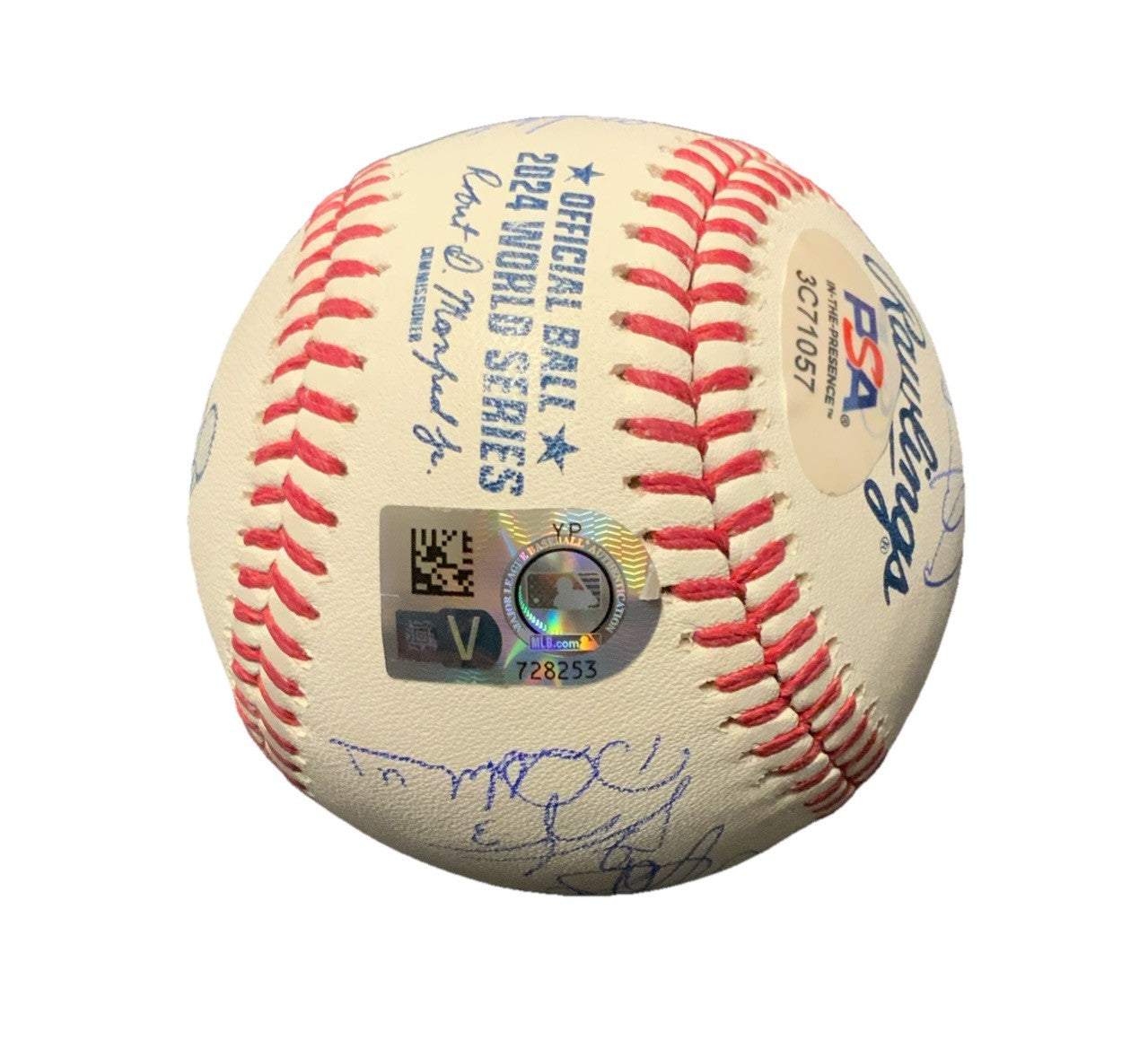 DODGERS SIGNED 2024 WORLD SERIES BALL 21 AUTOS FREEMAN TEO MUNCY BUEHLER PSA 057