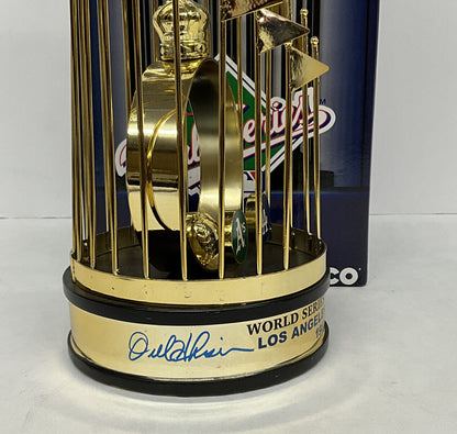 OREL HERSHISER KIRK GIBSON LASORDA SIGNED DODGERS 12" 88 WS TROPHY PSA 8A78413