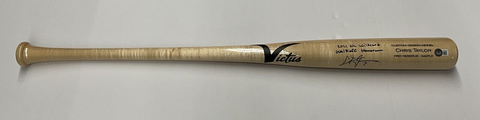 CHRIS TAYLOR DODGERS SIGNED VICTUS BAT "2021 NL WILDCARD WALK0FF HR" BAS WZ59564