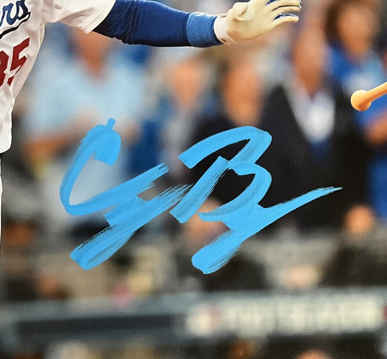 CODY BELLINGER DODGERS 2020 WS CHAMPION SIGNED 22X26 CANVAS BECKETT BH79029