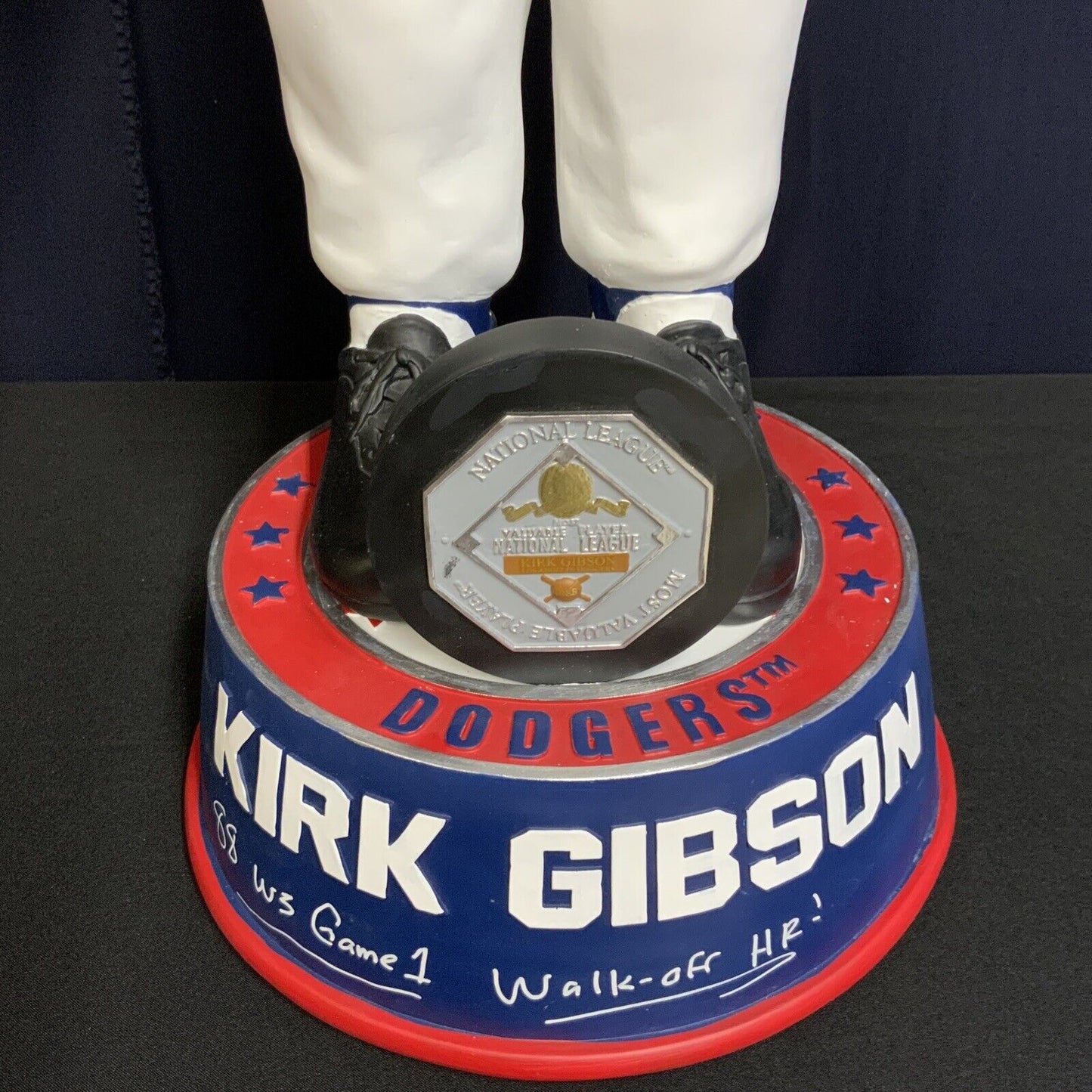 9/10 KIRK GIBSON SIGNED DODGERS 1988 EXCLUSIVE 3FT BOBBLEHEAD 3 INSCRIPTIONS BAS