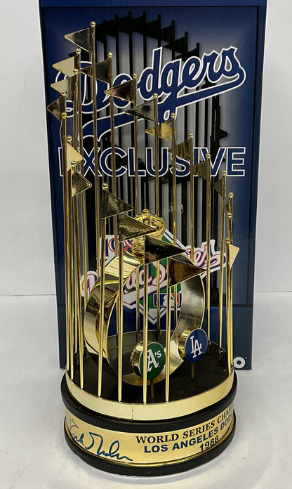 OREL HERSHISER KIRK GIBSON SIGNED DODGERS 12" 88 WORLD SERIES TROPHY PSA 9A20774