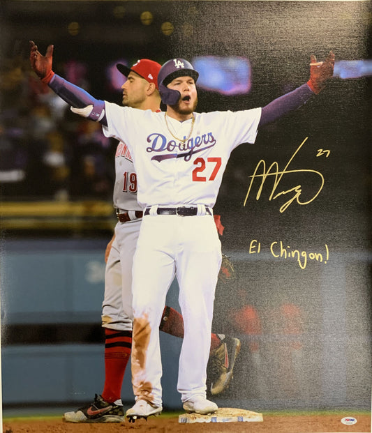 DODGERS MEXICO PHENOM ALEX VERDUGO SIGNED 24X28 CANVAS "EL CHINGON" PSA RG25240