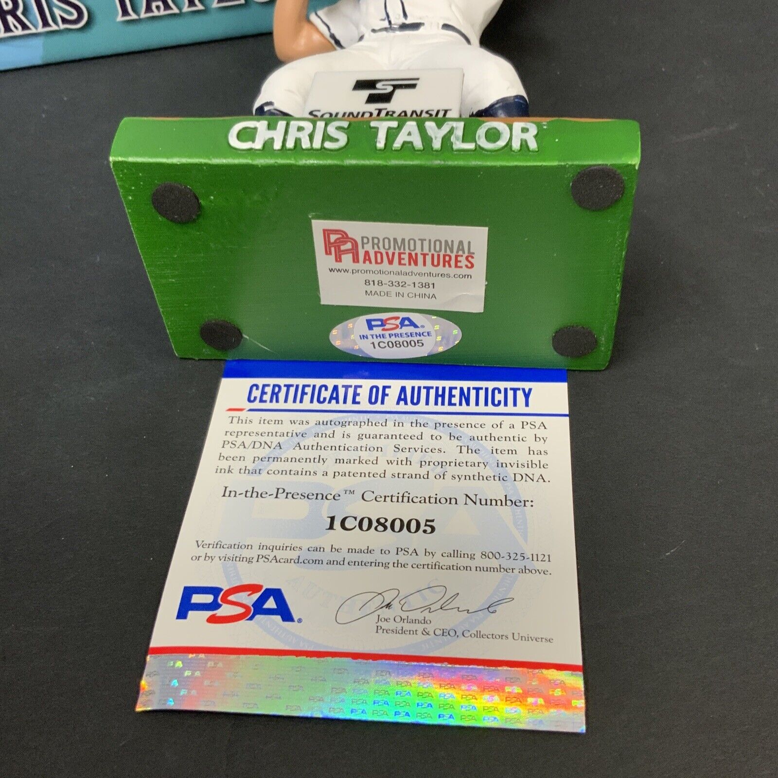 CHRIS TAYLOR DODGERS SIGNED EVERETT AQUASOX MINOR LEAGUE BOBBLEHEAD PSA 1C08005