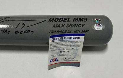 MAX MUNCY DODGERS SIGNED MAXBAT MODEL BAT "GET IT OUT OF THE OCEAN" PSA 1C01779