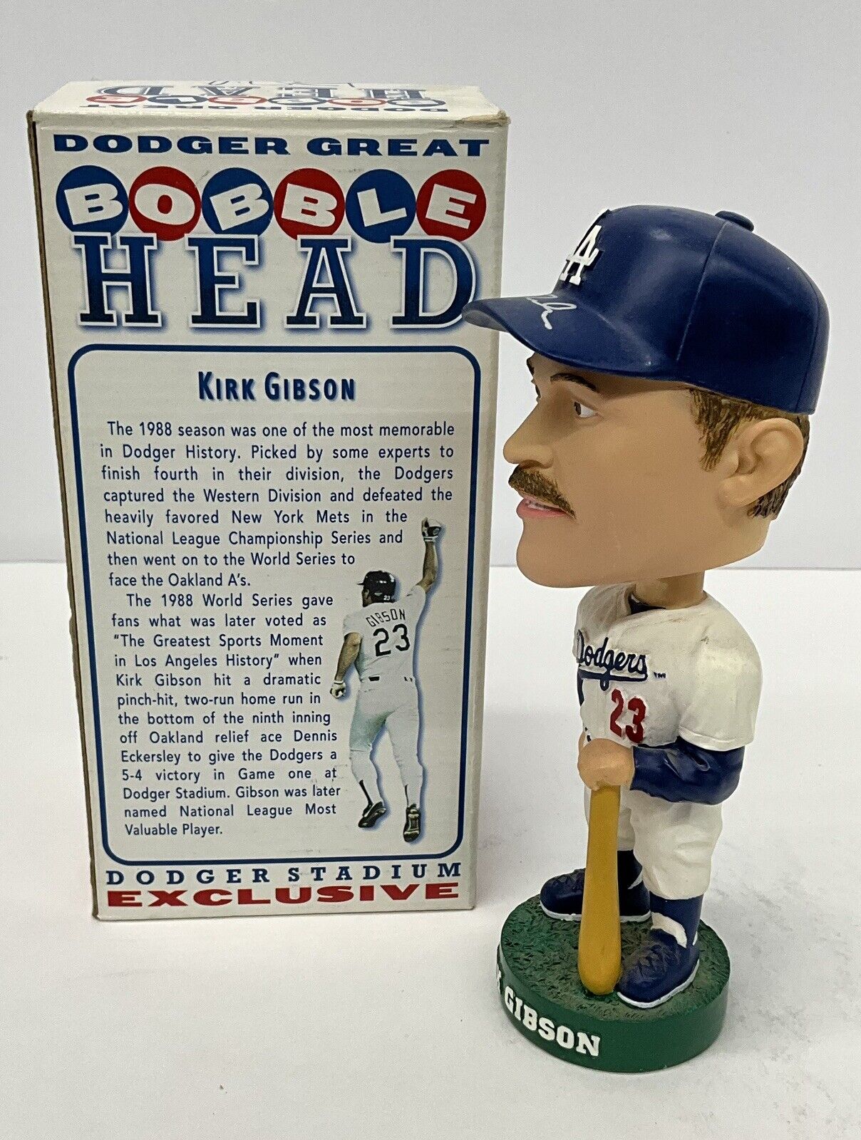 KIRK GIBSON DODGERS 88 WS CHAMPION SIGNED 2001 SGA BOBBLEHEAD PSA AI32876