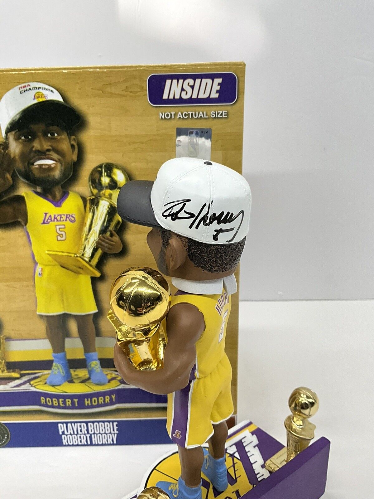 ROBERT HORRY SIGNED LAKERS 3X CHAMPION LIMITED #/216 FOCO BOBBLEHEAD BAS W128278