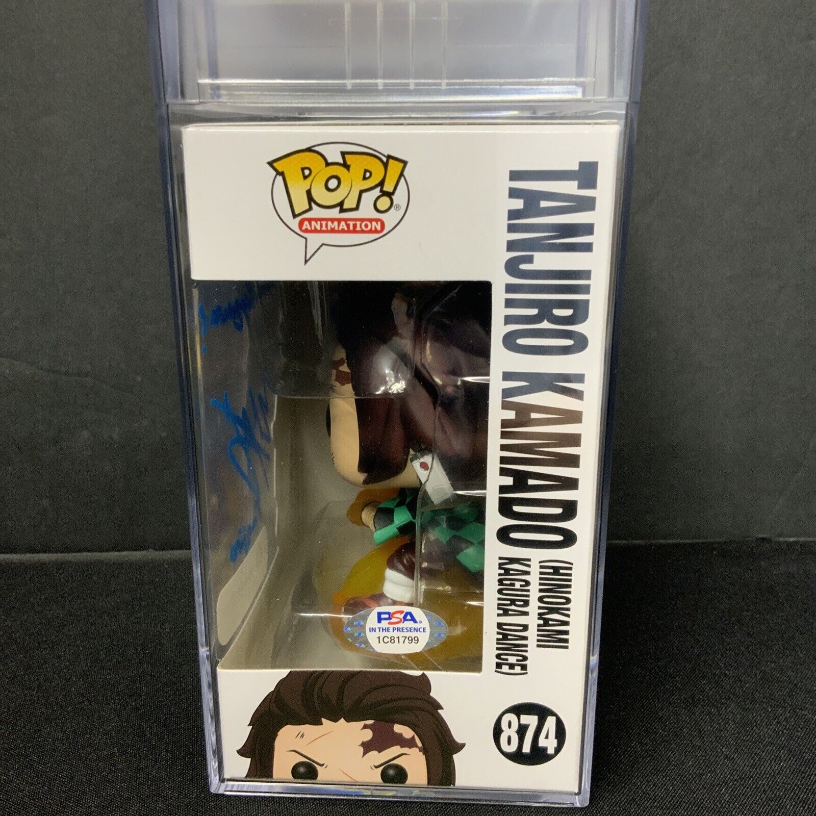ZACH AGUILAR SIGNED TANJIRO KAMADO FUNKO POP 874 PSA 1C81799 GEM