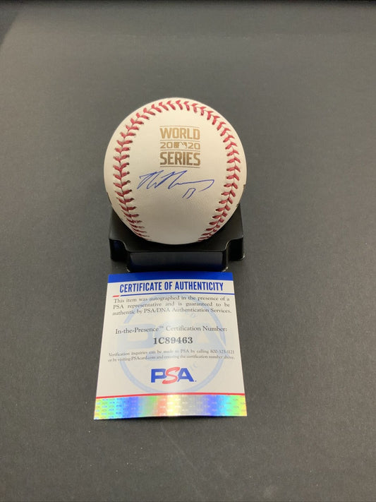 MAX MUNCY DODGERS SIGNED 2020 GOLD WORLD SERIES BASEBALL PSA WITNESS COA