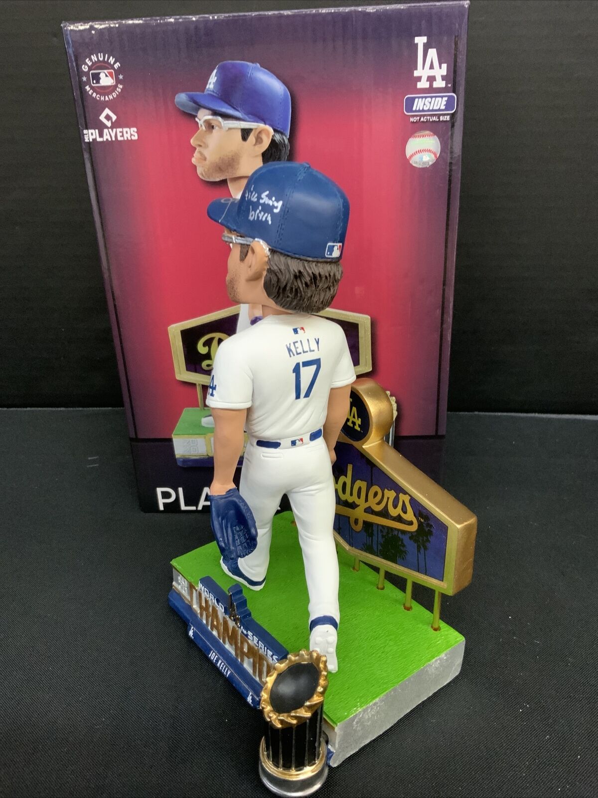 JOE KELLY DODGERS SIGNED POUTY FACE BOBBLEHEAD "NICE SWING BITCH" PSA 9A96005