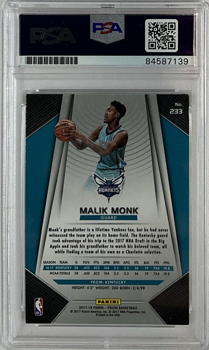 MALIK MONK SIGNED HORNETS PANINI PRIZM #233 RC PSA SLABBED ITP 84587139