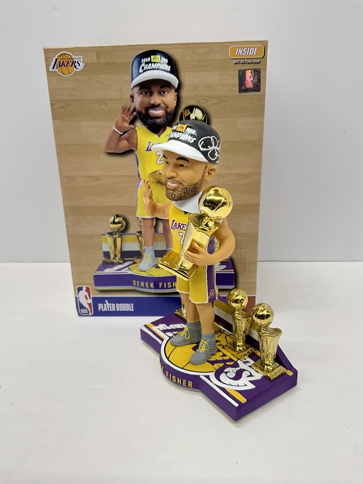 DEREK FISHER SIGNED LAKERS 5X CHAMPION LIMITED #/360 FOCO BOBBLEHEAD BAS W128225