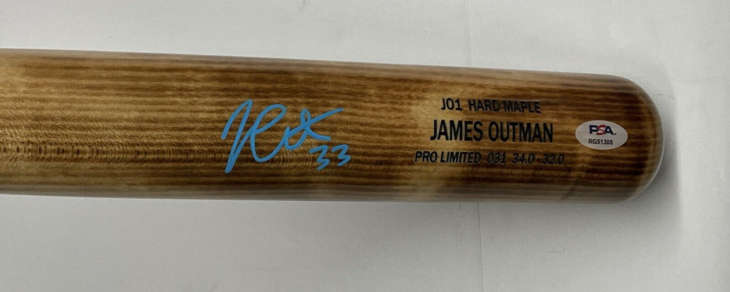 JAMES OUTMAN DODGERS SIGNED MARK LUMBER GAME MODEL J01 MAPLE BAT PSA RG51305