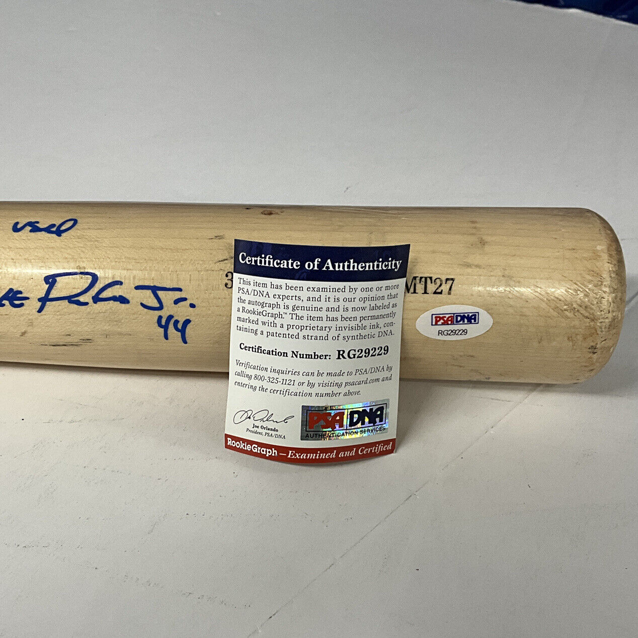 DJ PETERS DODGERS TIGERS FULL NAME SIGNED GAME USED OLD HICKORY BAT PSA RG29229