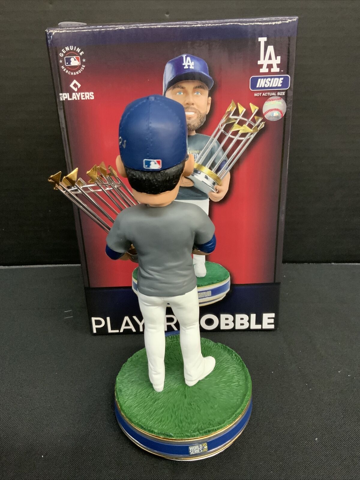 CHRIS TAYLOR DODGERS SIGNED CHAMPIONSHIP BOBBLEHEAD "2020 WS CHAMPS" PSA 1C01598