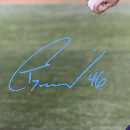 TONY GONSOLIN DODGERS SIGNED 2020 WORLD SERIES 16X20 PITCHING PHOTO PSA WITNESS