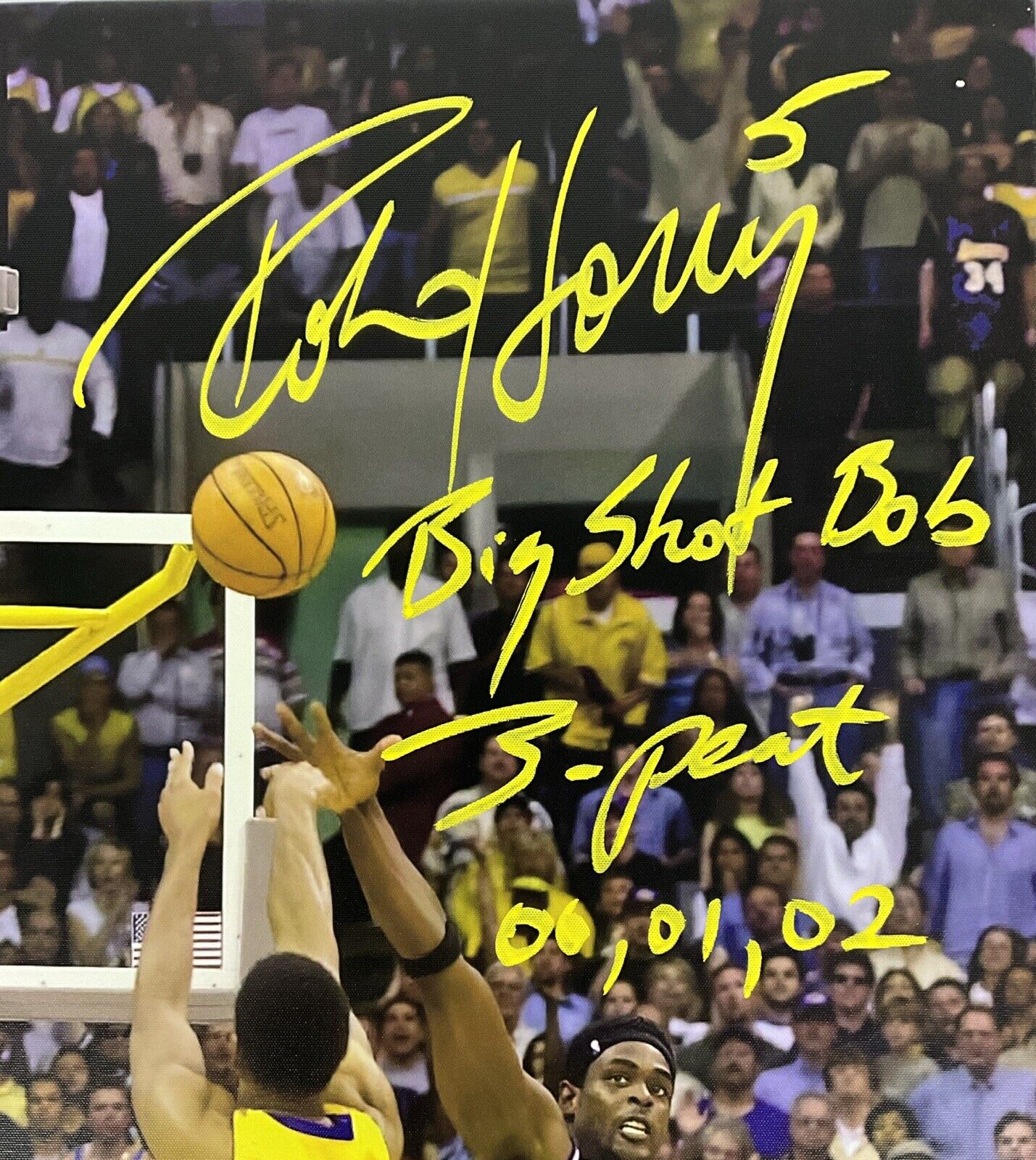 ROBERT HORRY LAKERS SIGNED 24X36 STRETCHED CANVAS 2 INSCRIPTIONS BAS W128327