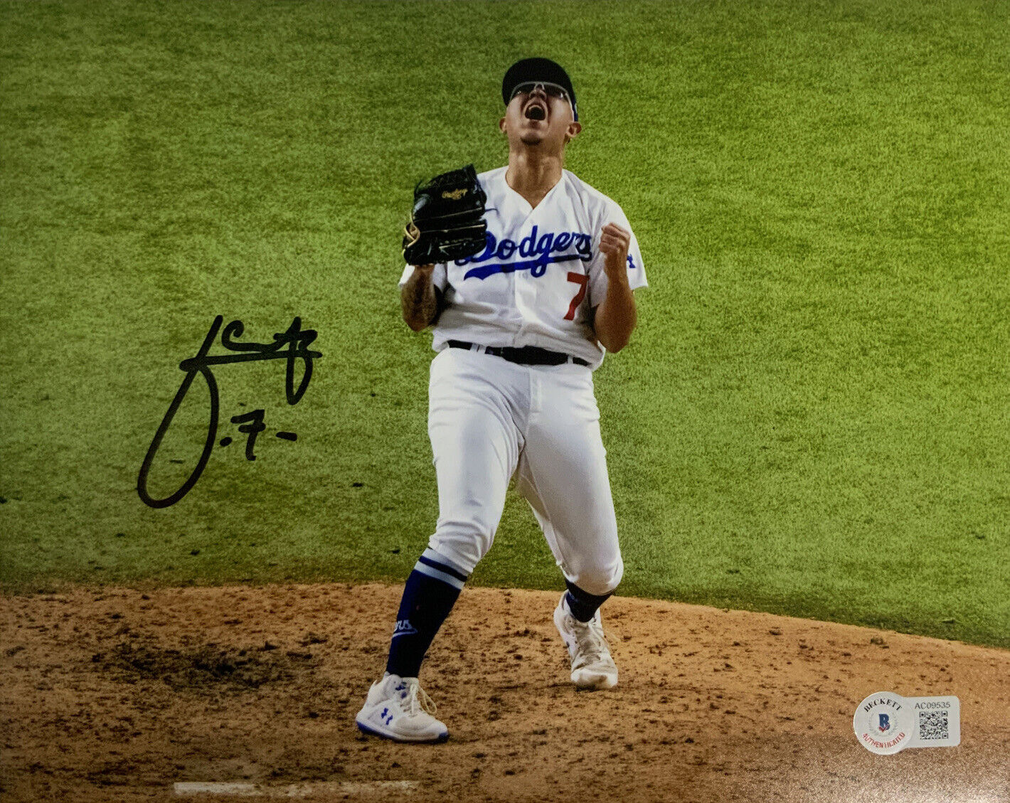 JULIO URIAS DODGERS SIGNED 2020 WORLD SERIES LAST OUT 8X10 PHOTO BECKETT