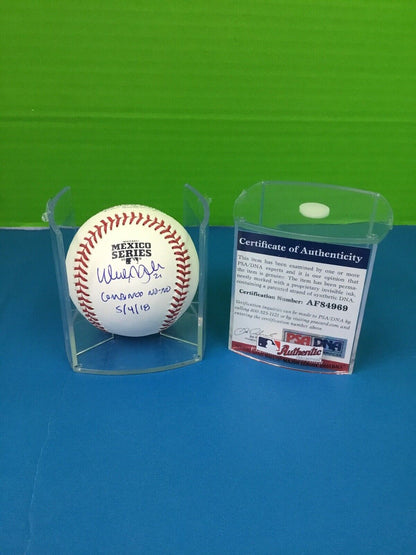 WALKER BUEHLER DODGERS SIGNED 2018 MEXICO SERIES BASEBALL "COMBINED NO-NO" PSA