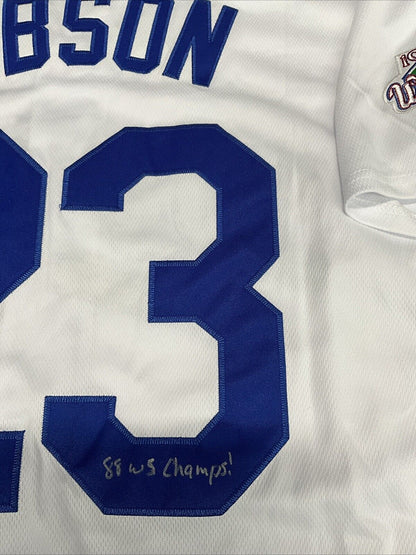 KIRK GIBSON SIGNED DODGERS 88 WORLD SERIES JERSEY "88 WS CHAMPS! INS PSA 2C69611