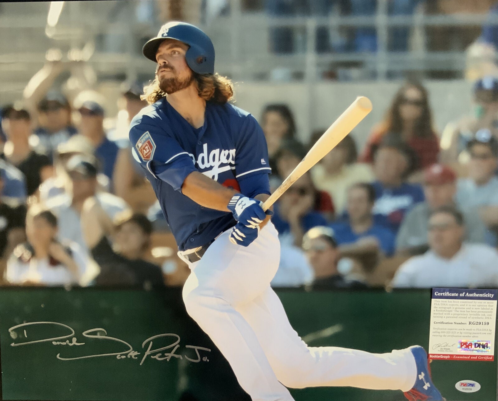 DJ PETERS SIGNED FULL NAME 16X20 DODGERS PHOTO PSA ROOKIEGRAPH RG29159